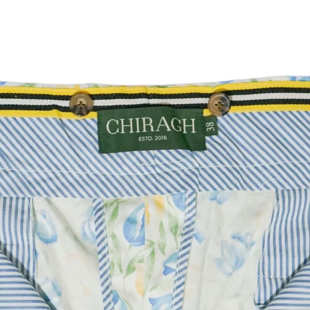 Mens Gurkha Pants 38 Blue Orange Green Floral Trousers Straight Fit Flat Front